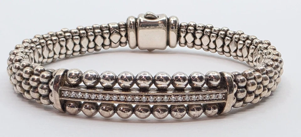 Лагос 925 Caviar серебро бриллиант ID искра браслет - Изображение 1 из 4