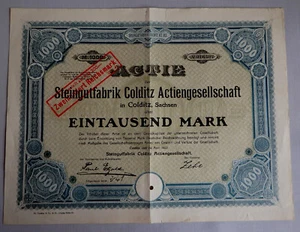 Aktie Steingutfabrik Colditz AG 1923 (89745) - Picture 1 of 5
