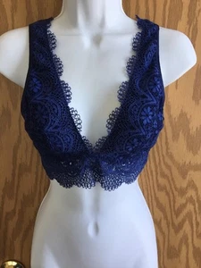 Victoria's Secret macchia d'inchiostro foderata in pizzo linea lunga tuffo bralette piccola - Foto 1 di 4