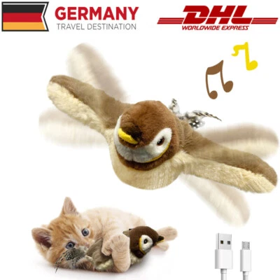 MARKENLOS Katzenspielzeug Simulierter zwitschernder Vogel Interaktives Sound flatternder