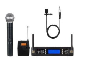UHF Wireless Microphone System Cordless Handheld Lavalier Pro Audio Microphones - Picture 1 of 2