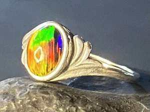 Anillo de plata esterlina ajustable hecho a mano en Australia ópalo negro sólido rojo fuego - Imagen 1 de 12