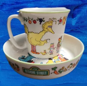 Juego de 2 piezas vintage Gorham Fine China Plaza Sésamo 1976 hermoso estado - Imagen 1 de 7