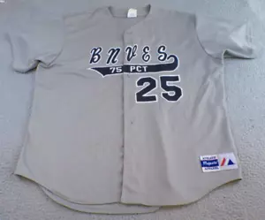 New York BNVES Jersey Men's XL Gray Baseball 75th Precinct Majestic Made in USA - Picture 1 of 12