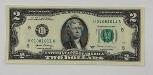 2 Dollar Bill Fancy serial Number H 01081011 A $2 Two 97.9% very cool - Picture 1 of 2