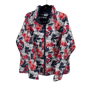 Columbia White Out II Omni Heat Jacket Womens 1X White Pink Blue Floral Pockets - Picture 1 of 10
