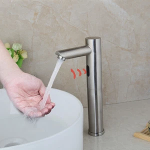 Grifo de baño cepillado con níquel sensor automático táctil manual 1 orificio grifo mezclador - Imagen 1 de 9