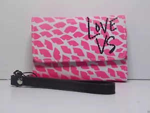 VICTORIA'S SECRET Wallet Clutch iPhone 5 Case Lips Kiss LOVE VS Pink & White - Picture 1 of 2