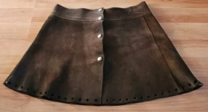Vintage 1960’s Brown Suede / Leather Mini Skirt Sz XS Very Rare Find - Picture 1 of 7
