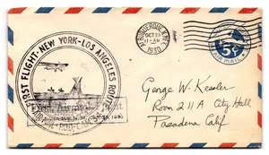 First Flight New York-Los Angeles Route 1930 Aviation Event Cover - Picture 1 of 2