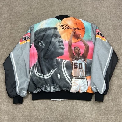 Vintage 90s Chalk Line David Robinson San Antonio Spurs Fanimation Jacket Mens L - Image 1 of 4