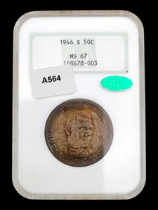 1946 S 50C MS 67 Booker T Washington Half Dollar NGC Certified CAC Historical - Picture 1 of 4