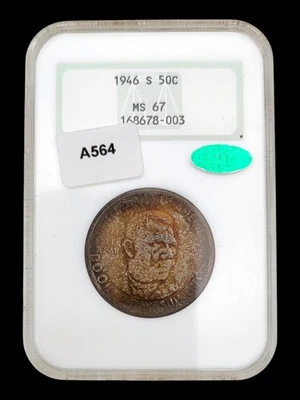 1946 S 50C MS 67 Booker T Washington Half Dollar NGC Certified CAC Historical - Image 1 of 4