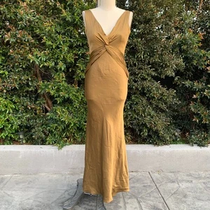 Nicole Miller Collection Bronze Copper Brown Silk Evening Dress Women’s 6 Maxi - Picture 1 of 12