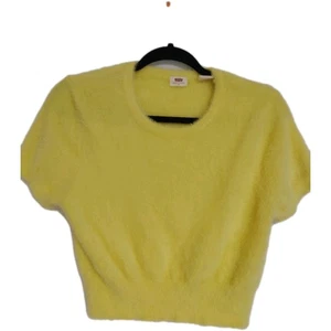 Levi's gelber flauschiger Crop Top Kurzarm Pullover Pulli Gr. M - Bild 1 von 12