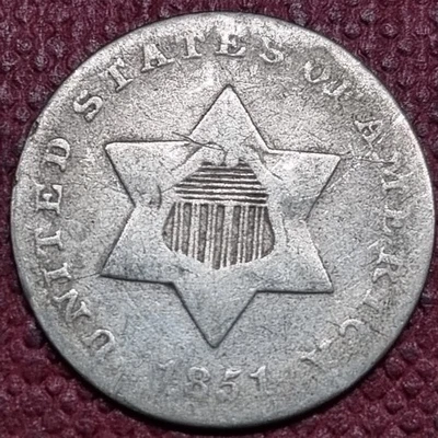 1851 Three Cent Piece 3c Silver Trime Better Grade #96615 - Image 1 of 2