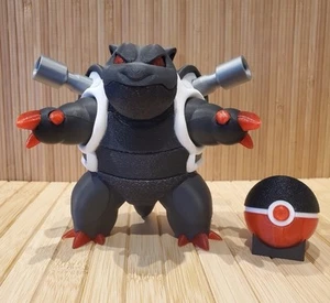 5.5” Blastoise & Pokeball Pokémon Custom Art Action Figure 3D PRINTED Red Black - Picture 1 of 12
