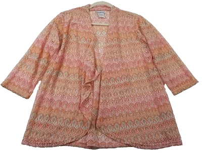 Top BonWorth para mujer mediano arco iris geométrico manga 3/4 frente abierto elástico transparente Foto 1 de 4