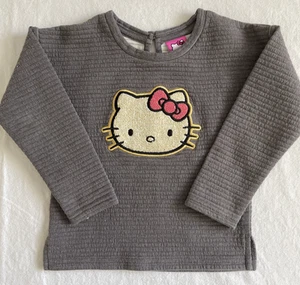 Hello Kitty Grey Long Sleeve Shirt Size 4 - Embroidered Patch Pullover By Sanrio - Picture 1 of 14