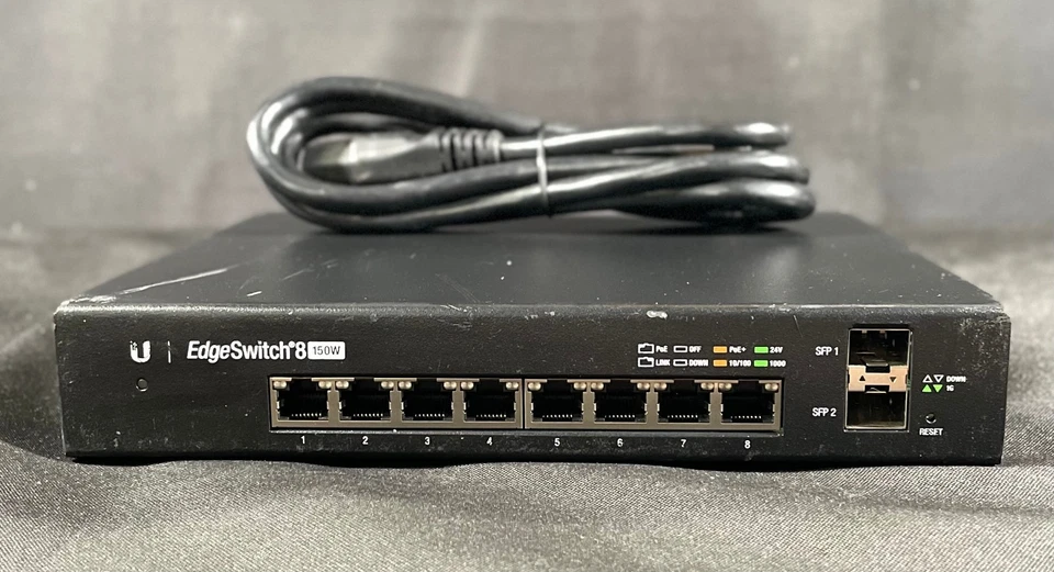 Ubiquiti EdgeSwitch ES-8-150W 8 Port Managed PoE+ Switch- Same Day Shipping - Image 1 of 4