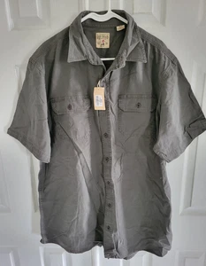 RedHead Men's Size XLT Stonewash Canvas Button-Up Short-Sleeve Shirt Olive - Picture 1 of 8