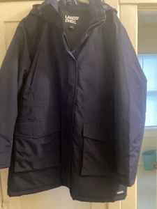 Lands End Parka Coat Jacket Size Large. Knee Length Navy Blue - Picture 1 of 8