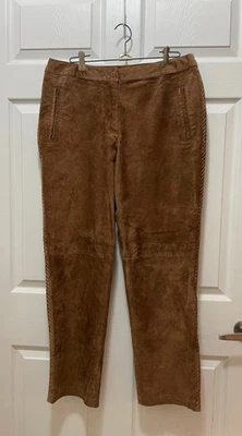 Vintage Women's Suede Leather Pants Size 12P Western Bianca Nygard Brown - Image 1 of 4
