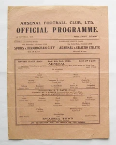 ARSENAL v SWANSEA TOWN 1945/1946 *Programa de fútbol en buen estado* - Imagen 1 de 2