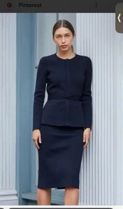 Scanlan Theodore Set Skirt Top Jacket Medium Navy Belt Work - Picture 1 of 6