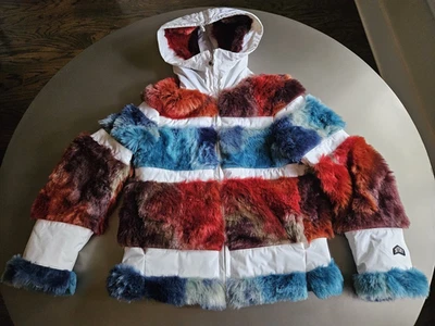 Chaqueta de esquí Jet Set Paola multicolor de piel sintética con capucha; talla 2; ¡Hecha en Italia! Foto 1 de 4