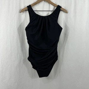 Miraclesuit Black Asbury High Neck Underwire Ruched One Piece Swimsuit 14*READ - Picture 1 of 11