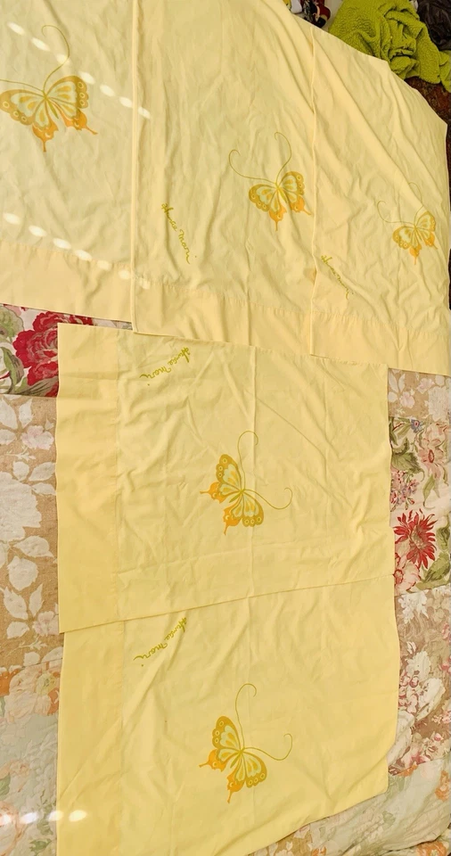 5 fundas de almohada de colección Martex Hanae Mori años 70 amarillas firmadas mariposa estándar Foto 1 de 4