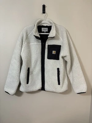 Carhartt Work In Progress White Prentis Zip Up Sherpa Jacket Black Size Large - Image 1 of 4