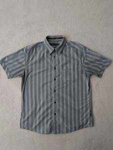 Kuhl Eluxur Shirt Mens Medium Blue Gray Striped Short Sleeve Outdoor - Picture 1 of 13