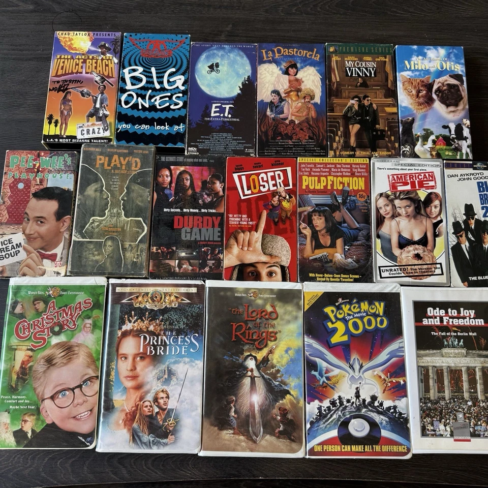 VHS Lot Cult Classics AMERICAN PIE Pokémon2000 Pulp Fiction Blues Brothers E.T. - Image 1 of 4