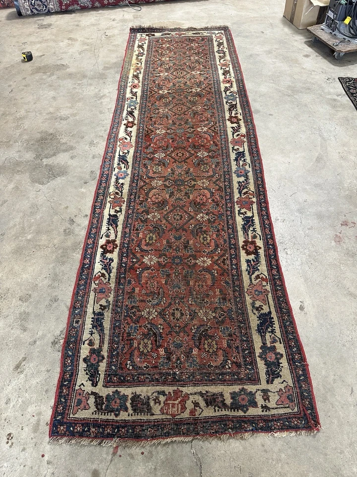 Antique Bijar Tribal Hand Knotted Wool On Wool Dated 1338 Rug Carpet Runner 1900 - Image 1 of 4