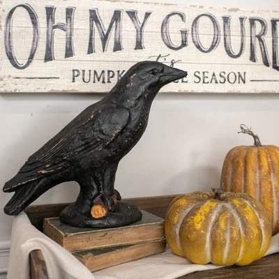 Ragon House Fall Halloween 11" Black Crow Figurine - Image 1 of 4