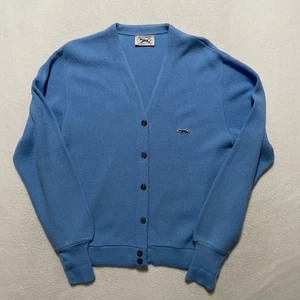 Vintage Cardigan JC Penney The Fox Sweater Knit Blue Men’s Medium 70s 80s Button - Picture 1 of 10