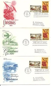 SC #1550-1551 Christmas1974 (Currier & Ives, Religious) Artcraft Cachet 3 covers - Picture 1 of 1