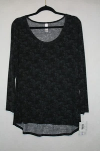 NWT LuLaRoe Sz L Long Sleeve Lynnae Muted Black Geometric Shirt Top - Picture 1 of 4