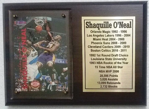 Los Angeles Lakers Shaquille O'Neal Basketball Card Plaque Cover