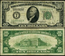 FR. 2001 G $10 1928-A Federal Reserve Note Chicago G-A Block Fine