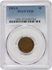 1912-S Lincoln Cent VF25 PCGS - Picture 1 of 2