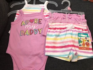 Garanimals Body und Shorts Sets Größe 0-3M, 12M 2 SETS 2 SHORTS 2 TOPS Neu mit Etikett - Bild 1 von 5