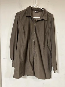 J Jill Hemd Damen groß braun Cord Knopfleiste Taschen Outdoor Komfort - Bild 1 von 4