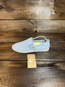 NEW Olukai Kaula Pa’a Kapa Lanai Breeze Blue Canvas Espadrille Loafers Size 8.5 - Picture 1 of 12