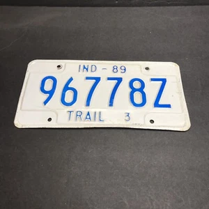 1989 Indiana License Plate Trailer 3 - 96778Z - Picture 1 of 4