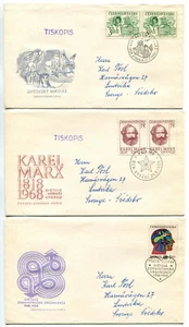 Checoslovaquia J95 3 FDC 1968 3 juegos 5v salud OMS Liptovsky Mikulas Karl Marx - Imagen 1 de 1