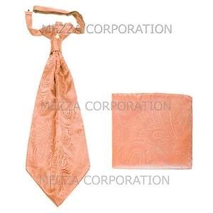Neue Vesuvio Napoli Herren Polyester Ascot Krawatte Krawatte Taschentuch Paisley Pfirsich - Bild 1 von 2
