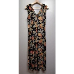 Carole LIttle Jumpsuit Women Size 6 Black Floral Sleeveless Vintage Feminine - Imagen 1 de 7
